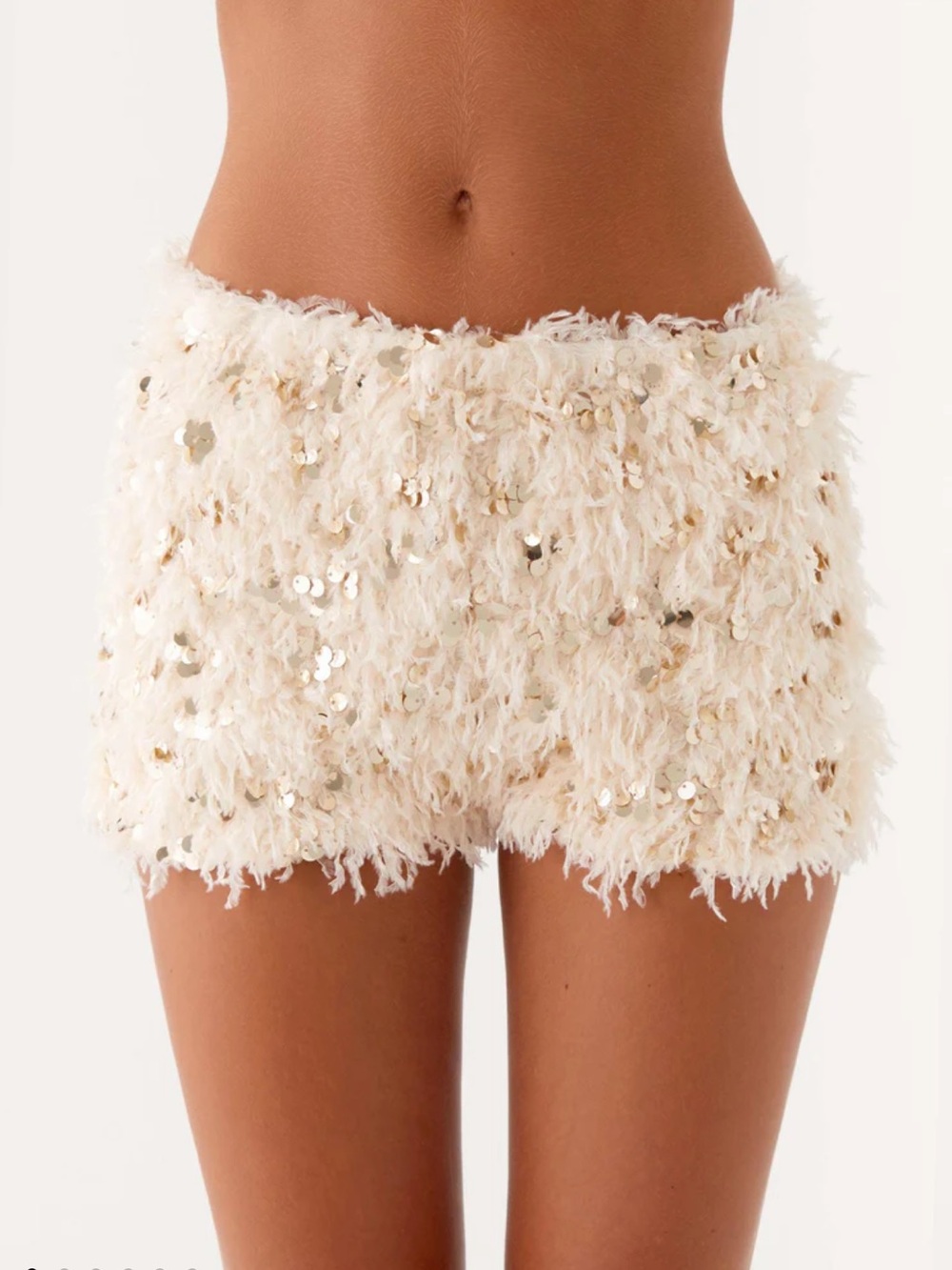 Peppermayo Candy Sequin Mini Shorts - White - Picture 2 of 4